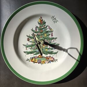 Spode Christmas Tree Tidbit Tray Plate with Handle Vintage